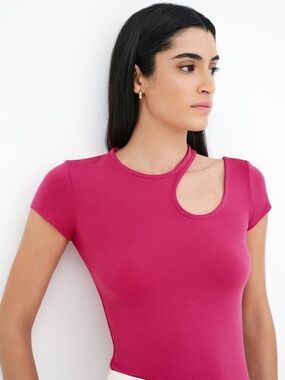 NWT Marcella Rocio Pink Cutout Short Sleeve Top